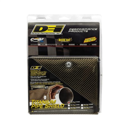 DEI Titanium Pipe Shield Exhaust Heat Shield 6 x 12" Clamp-On Woven Fiberglass - Carbon Fiber Look - Image 6