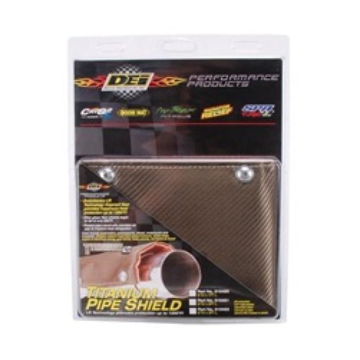 DEI Titanium Pipe Shield Exhaust Heat Shield 6 x 12" Clamp-On Woven Fiberglass - Carbon Fiber Look