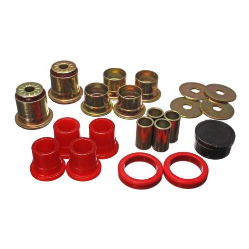 Energy Suspension Hyper-Flex Control Arm Bushing - Front - Lower/Upper - Polyurethane/Steel - Red/Cadmium