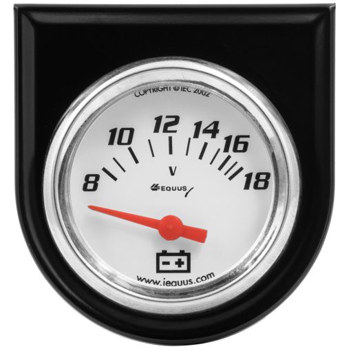 Equus 5000 Series Voltmeter - 8-18V - Electric - Analog - Short Sweep - 2" Diameter - Panel Mounted - White Face