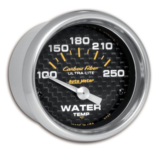 Auto Meter Carbon Fiber Electric Water Temperature Gauge - 2-1/16" - 100°-250° F