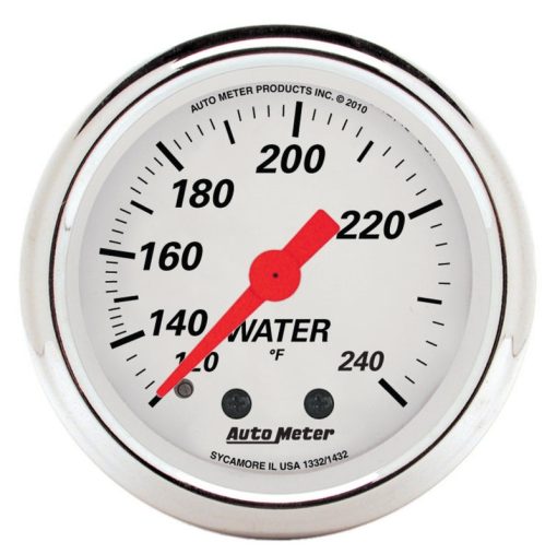 Auto Meter 2-1/16" Artic White Water Temp Gauge - 120-240°