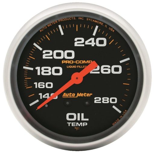 Auto Meter Pro-Comp Liquid Filled Oil Temperature Gauge - 2-5/8" - 140°-280° - Image 2