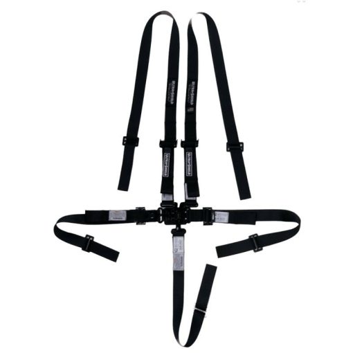 Ultra Shield Latch & Link 5-Point Harness - Pull Down Adjust - Bolt-In/Wrap Around - Individual Harness - HANS Ready - Black