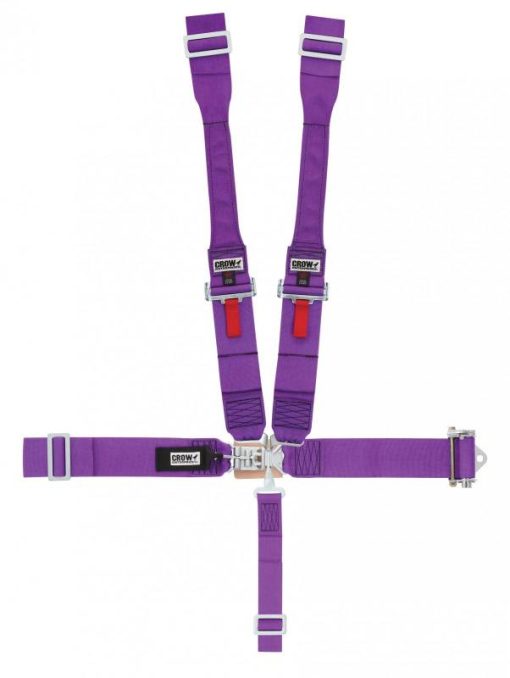 Crow 5-Way Standard 3" Latch & Link - Dog Bone Harness - Ratchet on Right Side - Black Hardware - SFI-16-1 - Purple