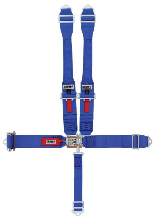 Crow 5-Way Standard 3" Latch & Link - Dog Bone Harness - Ratchet on Right Side - Black Hardware - SFI-16-1 - Blue