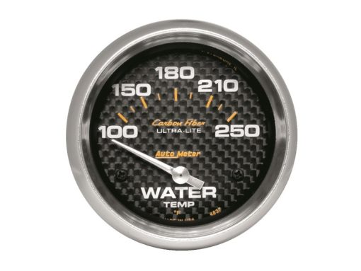 Auto Meter Carbon Fiber Electric Water Temperature Gauge - 2-5/8" - 100-250 F