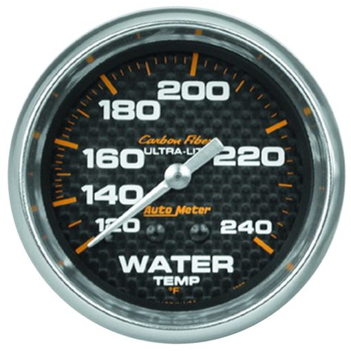 Auto Meter Carbon Fiber Water Temperature Gauge - 2-5/8" - 120-240 F